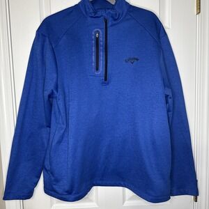 Callaway Sweatshirt Blue 1/4 Zip Fleece Mock Neck Long Sleeve Mens Size Medium M